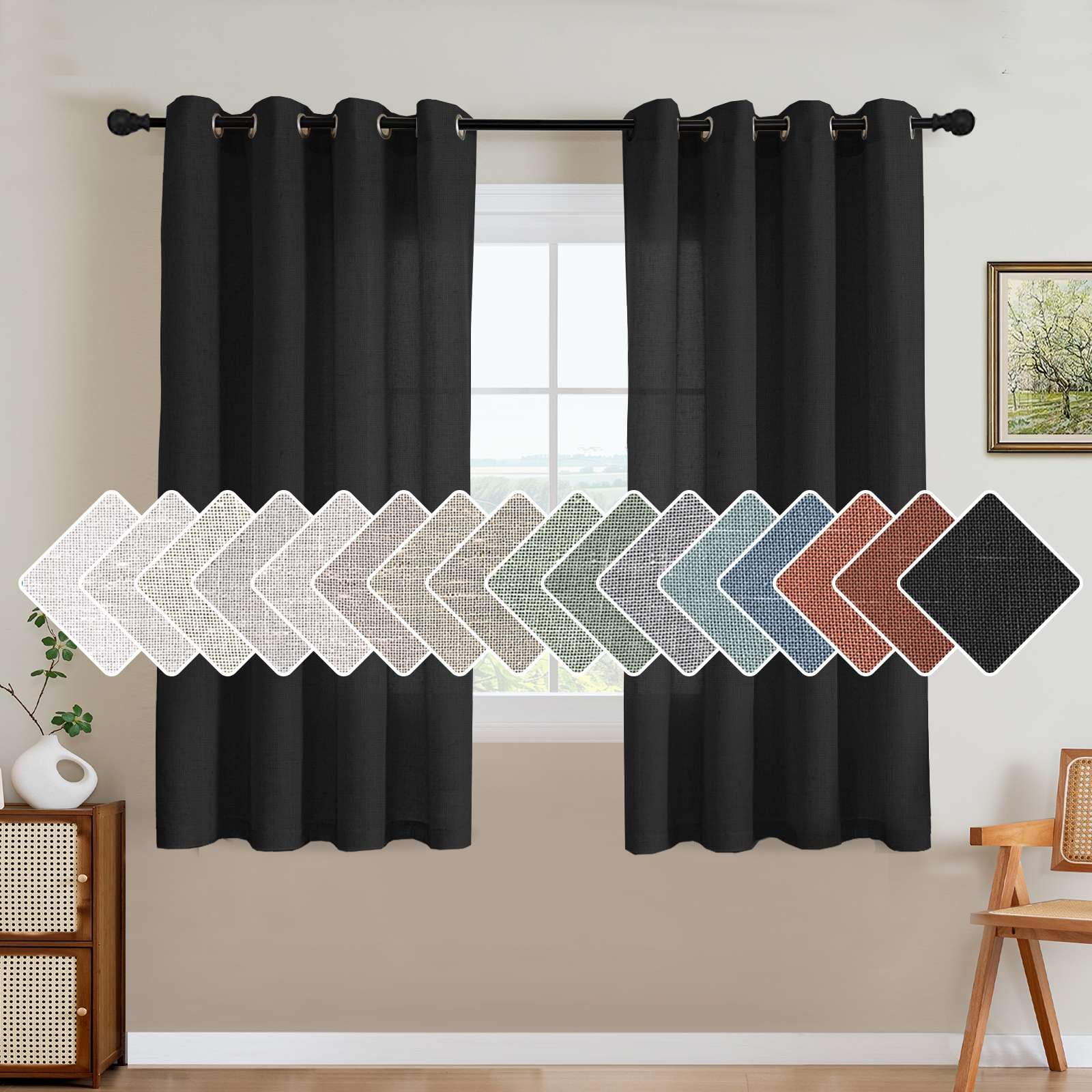 H.VERSAILTEX Living Room Linen Curtains Home Decorative Nickel Grommet Curtains Privacy Added Energy Saving Light Filtering Window Treatments Panels