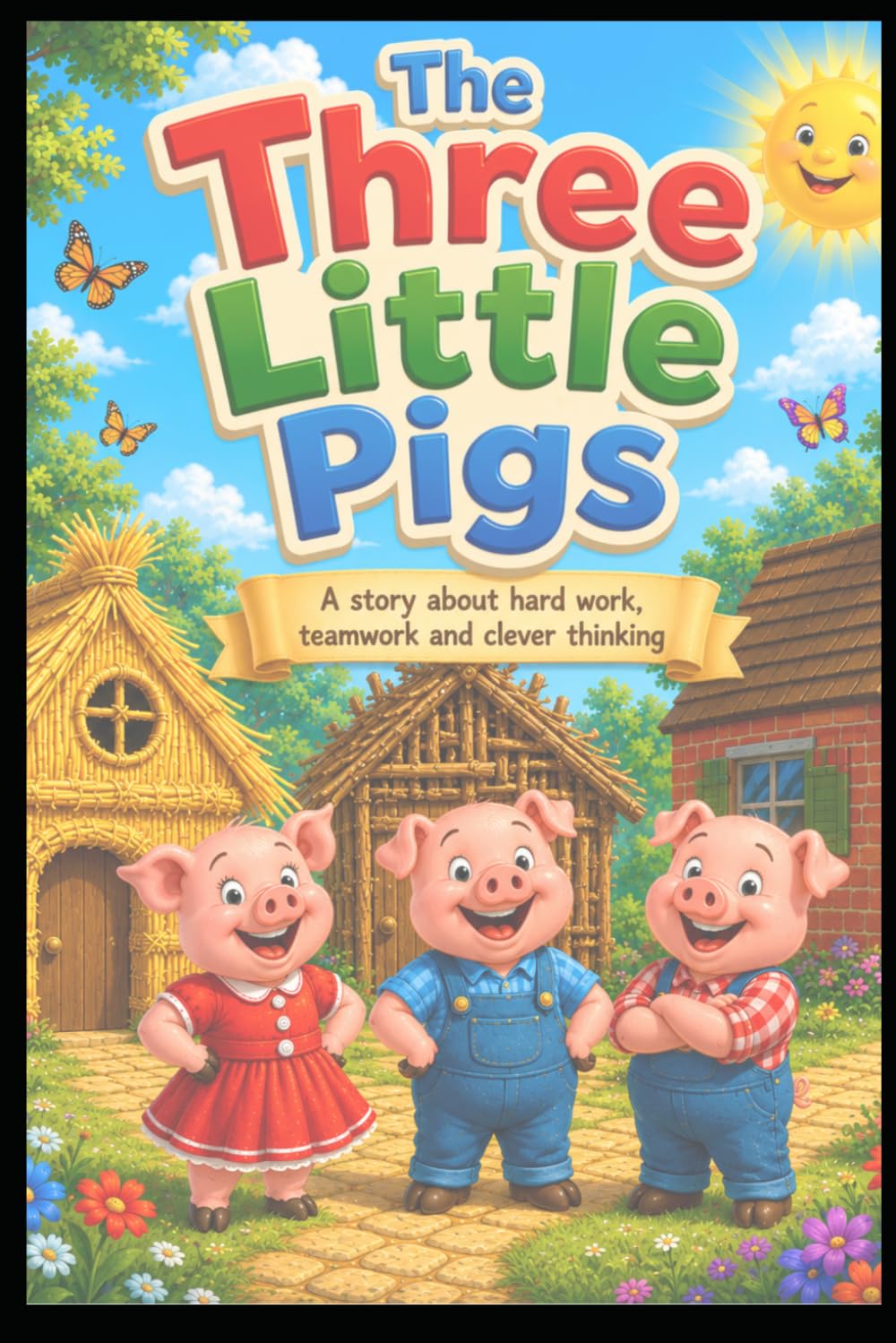 The Three Little Pigs (Illustrated): A story and colouring book about hard work, teamwork and clever thinking