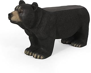 Handcrafted Bear Bench Concrete Outdoor Seating No Assembly Required Wea...
