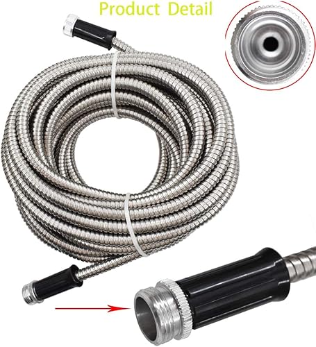 Miniatura 5 de WFLNHB Manguera de jardín flexible y ligera de acero inoxidable 304, mangueras de agua de metal ligero con boquilla para portátil (25)