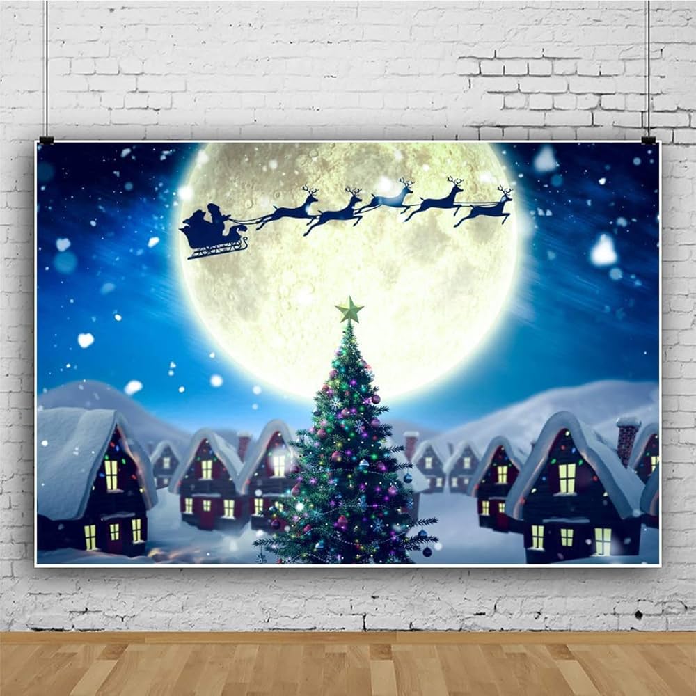 ファブリック 4x5フィート クリスマス背景幕 ツリー 冬 吊り下げ