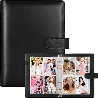 A5 Kpop Photocard Binder with 30 Pack 4-Pocket Card Pages, 6 Ring A5 Binder Card Collector Album with 240 Card Slots,PU Leather Binder Cover with Magnetic Buckle Closure for Organizing Trading Card