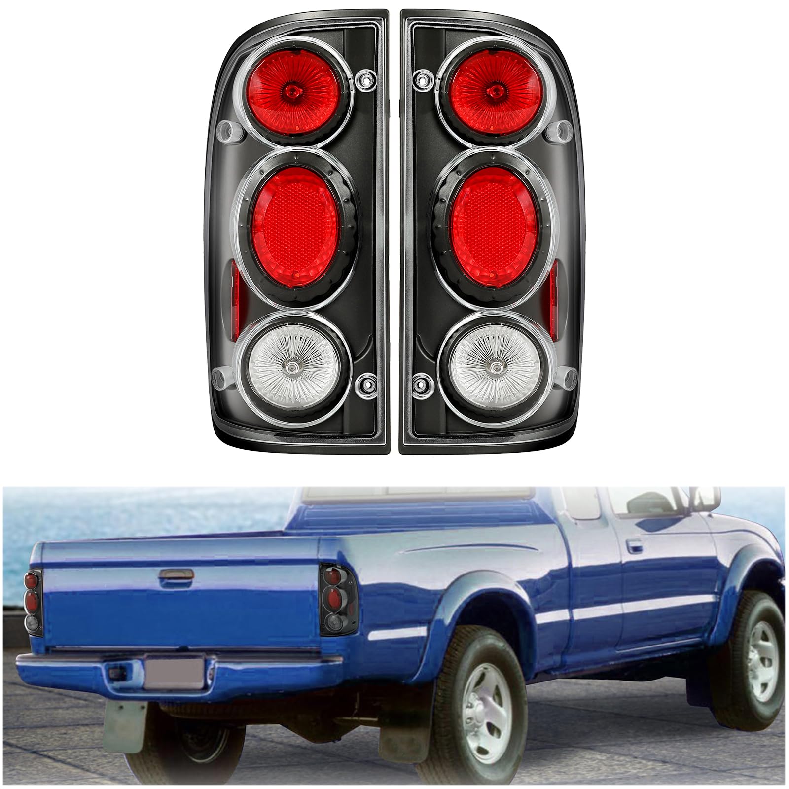 Photo 1 of HECASA Pair Tail Lights Compatible with 2001-2004 Toyota Tacoma Replacement for TO2800139 TO2801139 11553600 11553500 Taillights Tail Lamps Turn Signal Brake Lamp