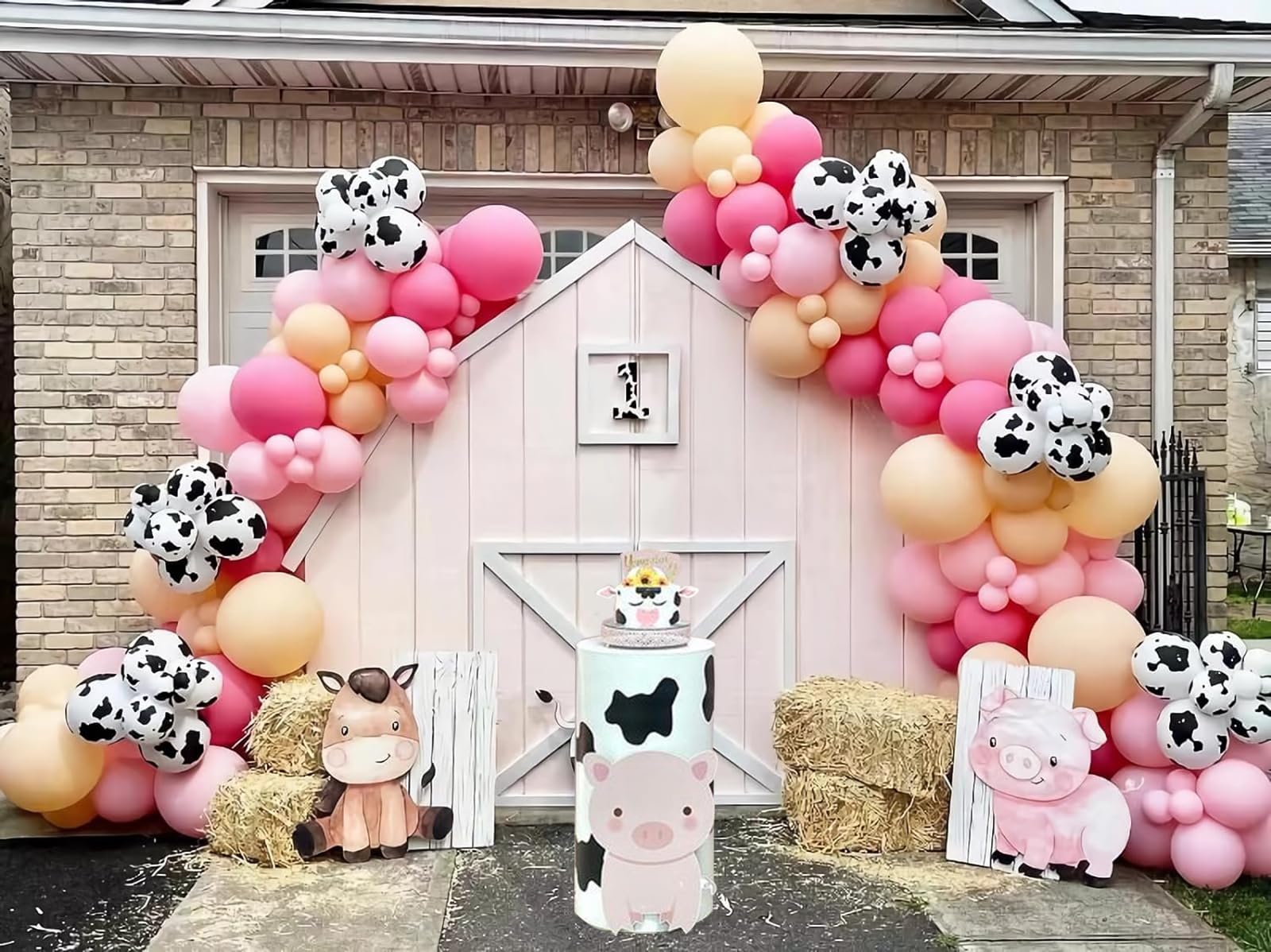 Cowgirl Pink Balloons Arch Garland Kit, Cow Print Farm Animal Balloons for Bachelorette Party, Birthday Party Baby Shower Bridal Shower Wedding Supplies Cow Theme Party Decorations-Pink โ image 1