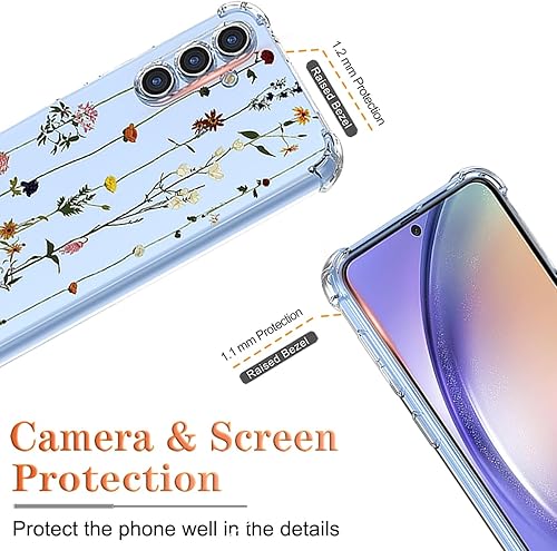 Miniatura 2 de GTBDEKI Funda para Galaxy A54 5G, Samsung A54 5G SM-A546U con protector de pantalla, funda transparente con patrones de jardín de flores, funda