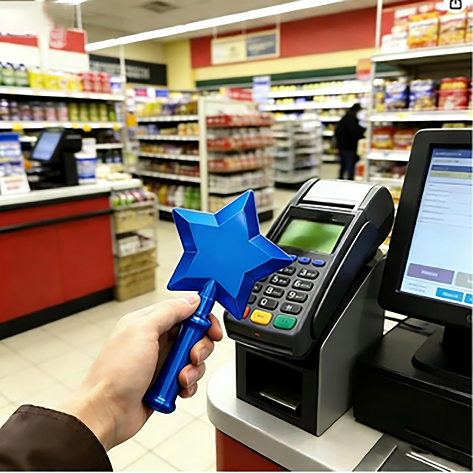 3D Printed Credit Card Wand Tap to Pay,Magic Fairy Pay Wand,Suitable Scenarios for Card Payment, Easy Checkout (Blue) - 3