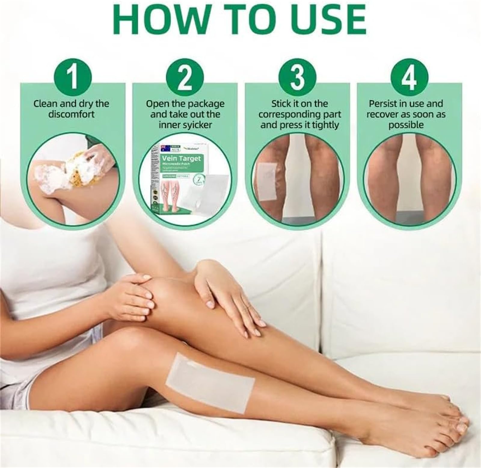 Healrize cerotto microdarts per vene varicose, cerotti vene varicose e patch vene gambe, adesivi per capillari, formula naturale per uso quotidiano