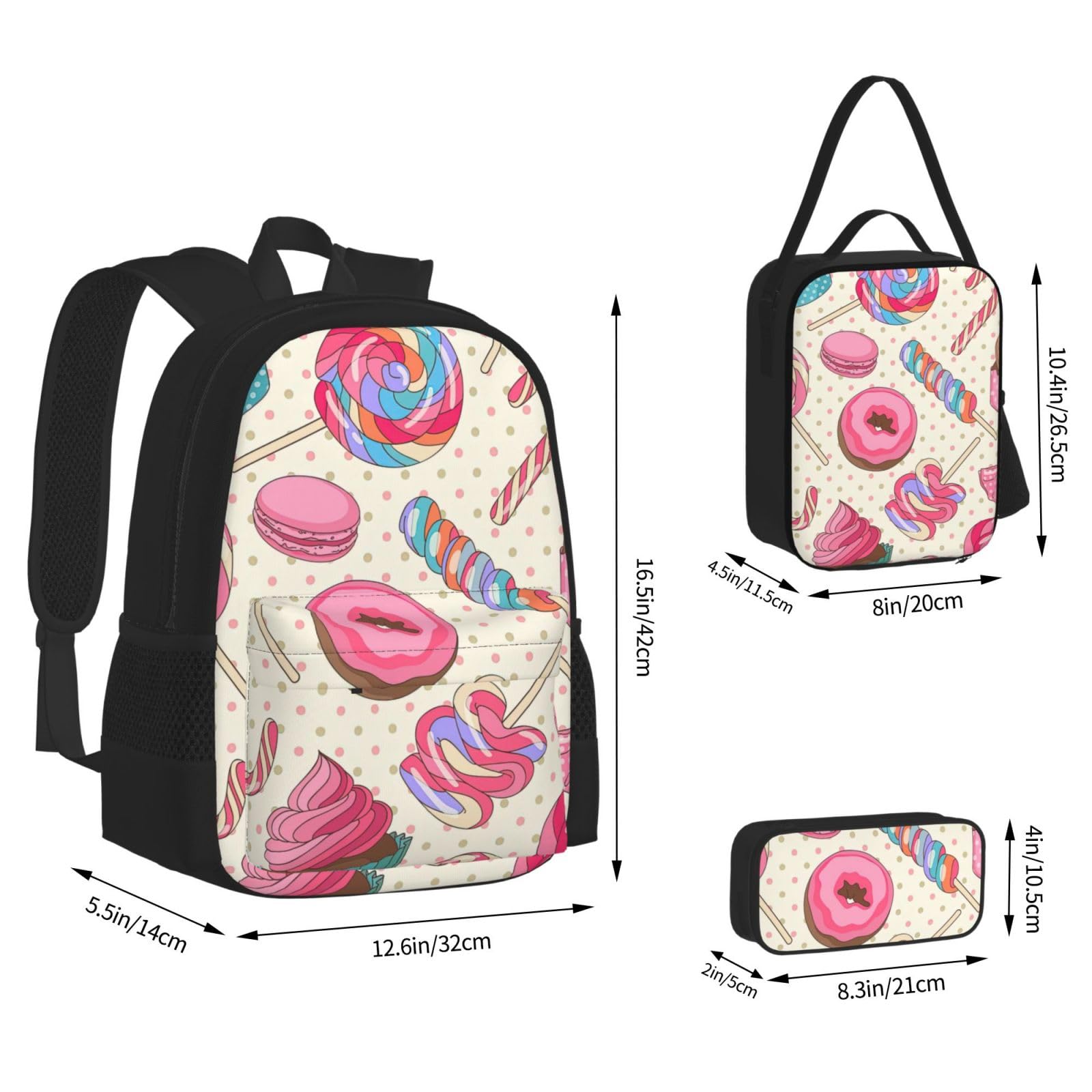 Zaino, borsa portapranzo, astuccio, set da 3 pezzi, per lavoro e