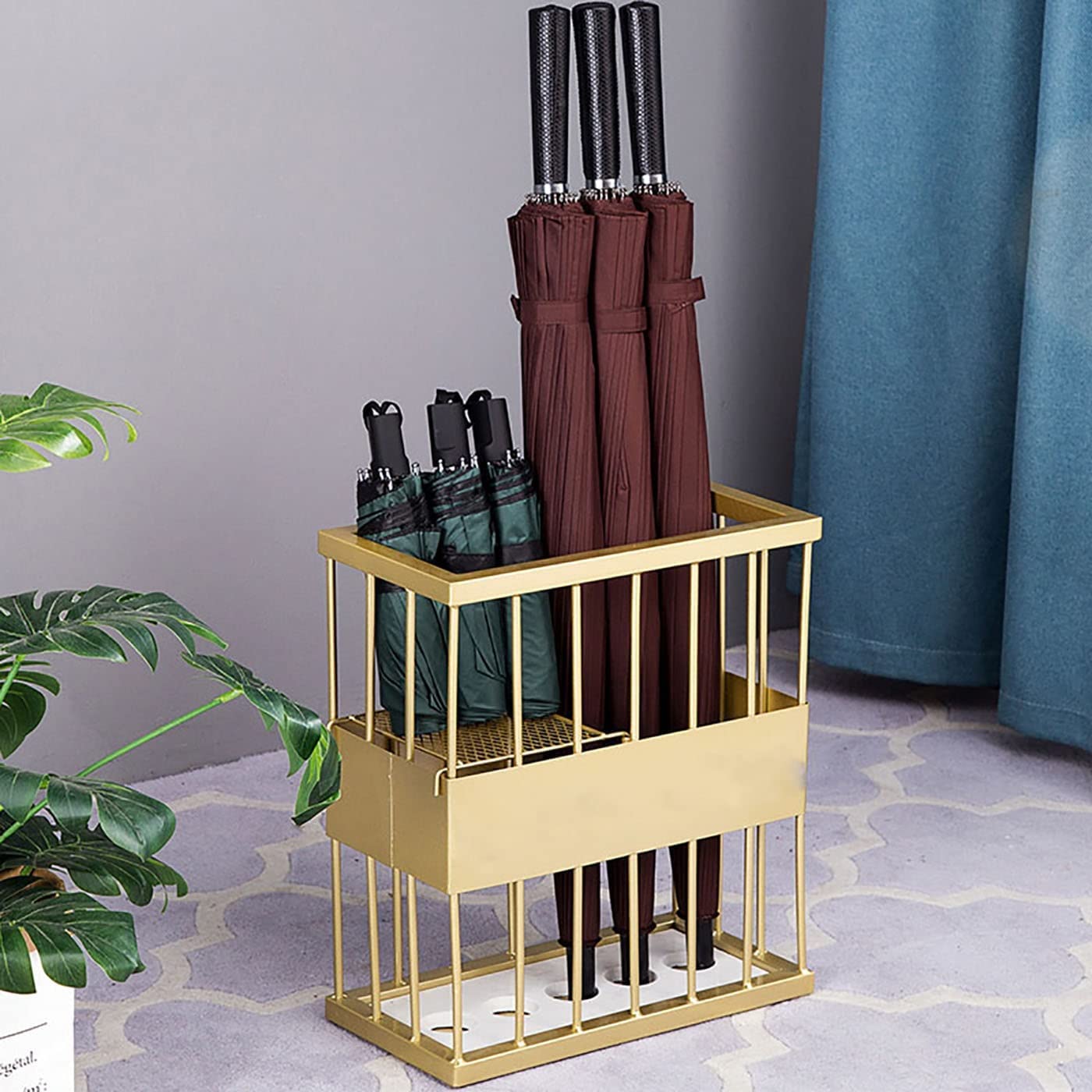 WQPMNYG High Capacity Rectangular Umbrella Stand Rack Iron Free Standing Holder for Home/Office Entrance Stylish Indoor Umbrella Storage & Walking Cane
