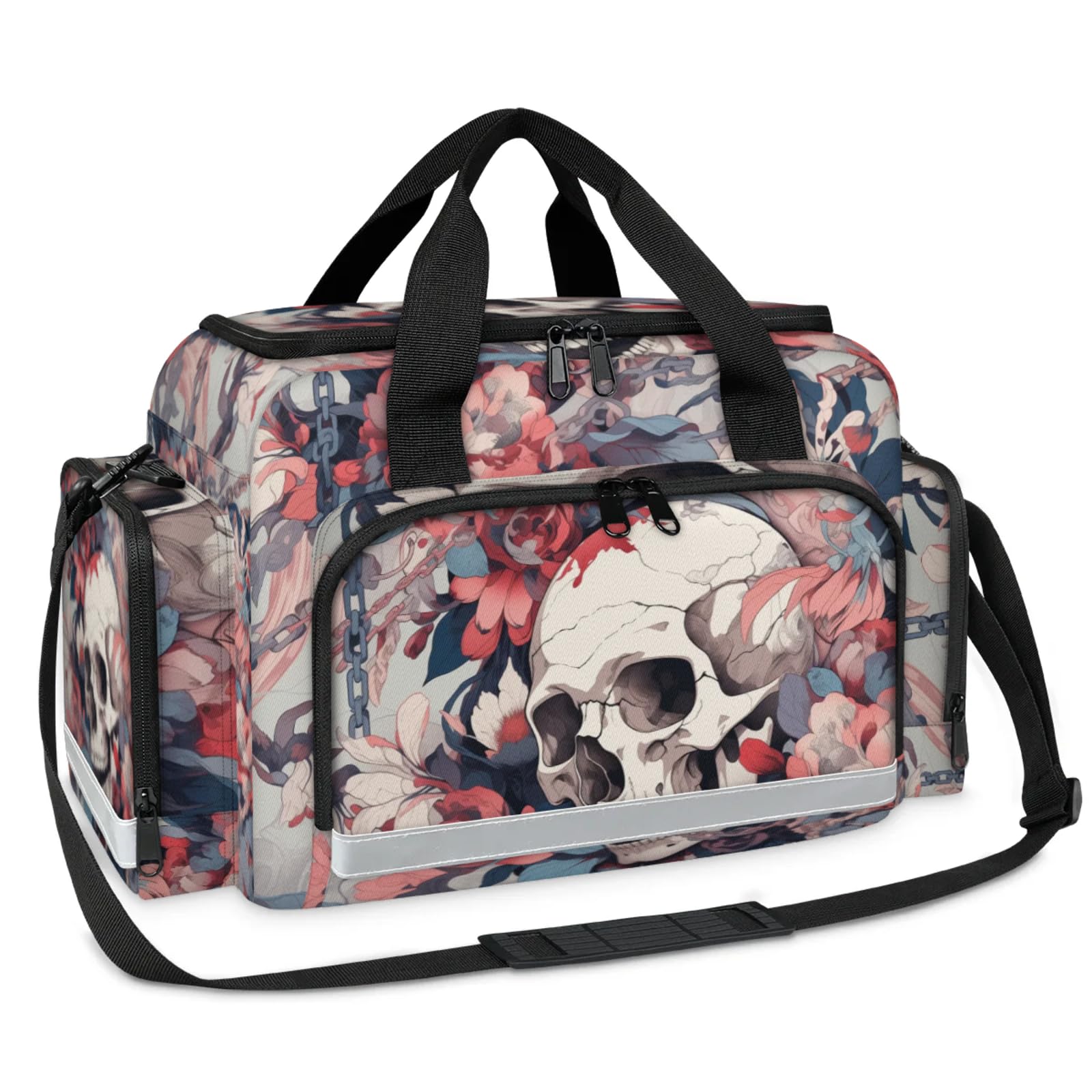 GzLeyigou First Aid Bags Empty, Skull Head (5) Emergency Bag First Aid Kit Multiple Compartment Kit Carrier On Call Trauma Bag For Paramedics Emergency Medical Supplies Kit