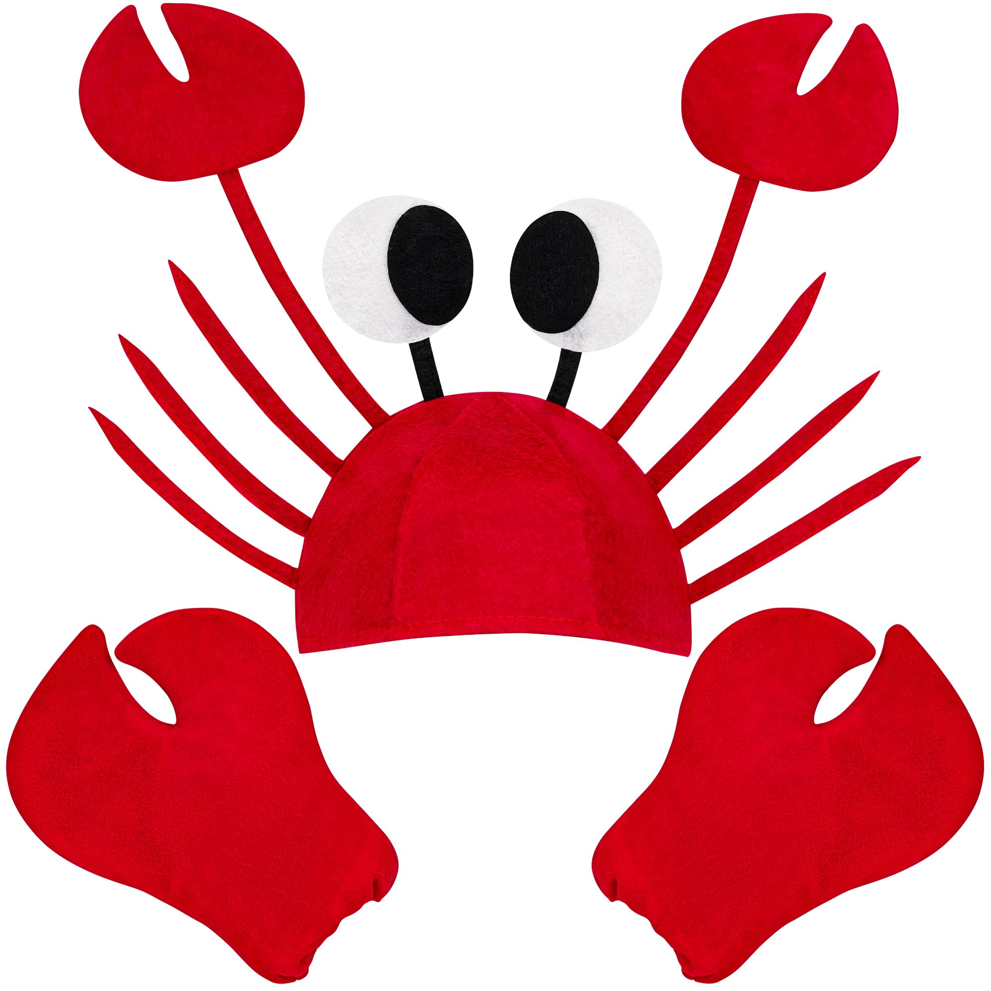 Horolam Crab Costume Accessories, Crab Costume with Claws Gloves Adjustable Crab Hat for Adults World Book Day Cosplay Party