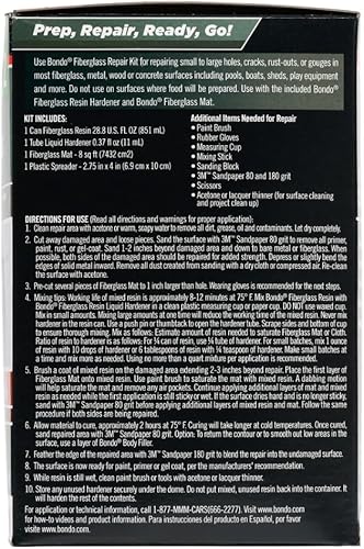 Miniatura 8 de Kit de resina para reparación de fibra de vidrio de bondo., Negro