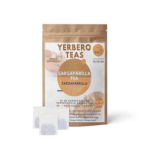 Miniatura 9 de Yerbero - Té de raíz de zarzaparrilla (Smilax aspera) 30 bolsas de té de 0.04 oz (0.03 onzas) - Peso neto de 1.06 oz (1.3 onzas)  Raiz De
