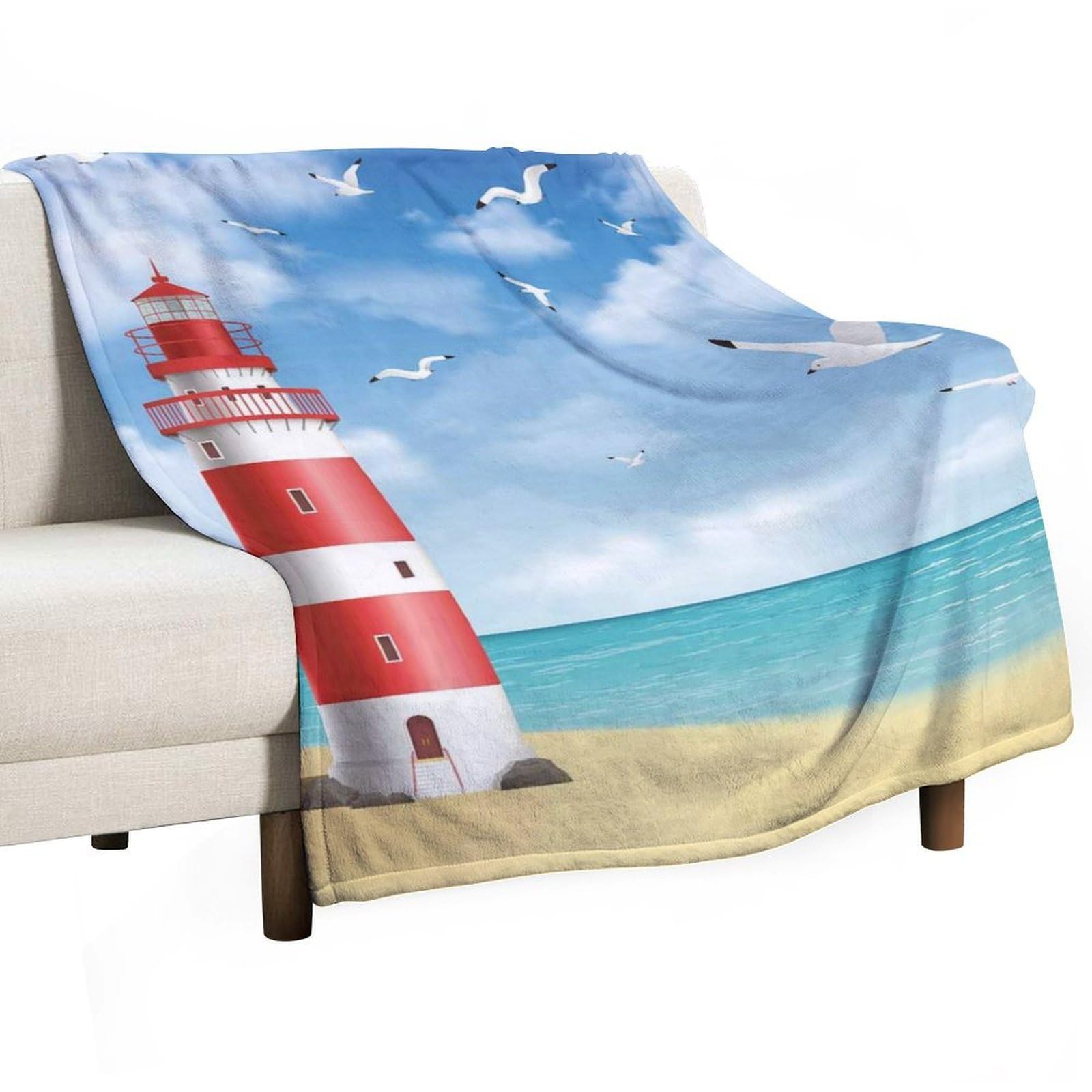 Hxwokrum Flannel Blanket, Lighthouse Throw Blanket for Couch Sofa Bed Office, Soft And Comfortable Without Pilling