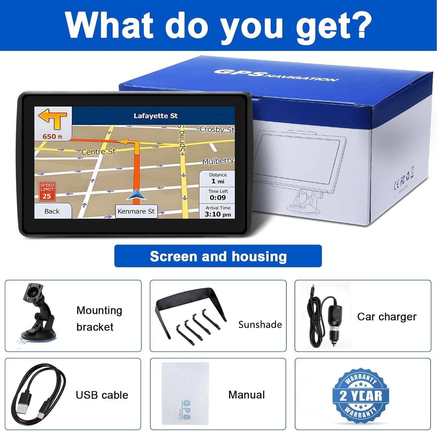 GPS Navigator for Car Truck RV, 7-Inch Car GPS with 2026 Maps Free Lifetime Updates, Voice Guidance, Speed Camera Alerts, Custom Truck Routing, Turn-by-Turn Voice Guidance — view 6