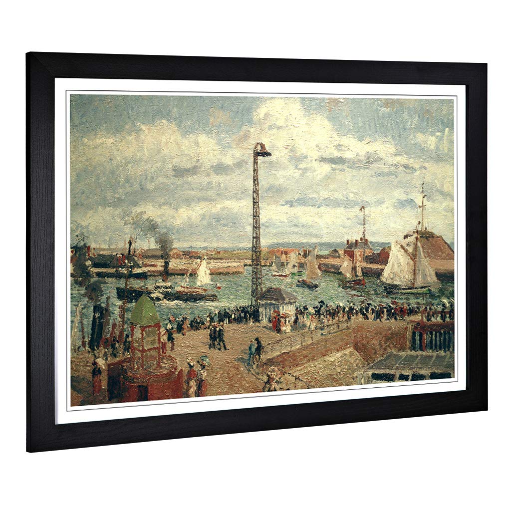Big Box Art Framed Print of Camille Pissaro The Pilots Jetty Design | Wall Art Picture | Home Decor for Kitchen, Living Room, Bedroom, Hallway, Black, A2 / 24.5x18 Inch / 62x45cm