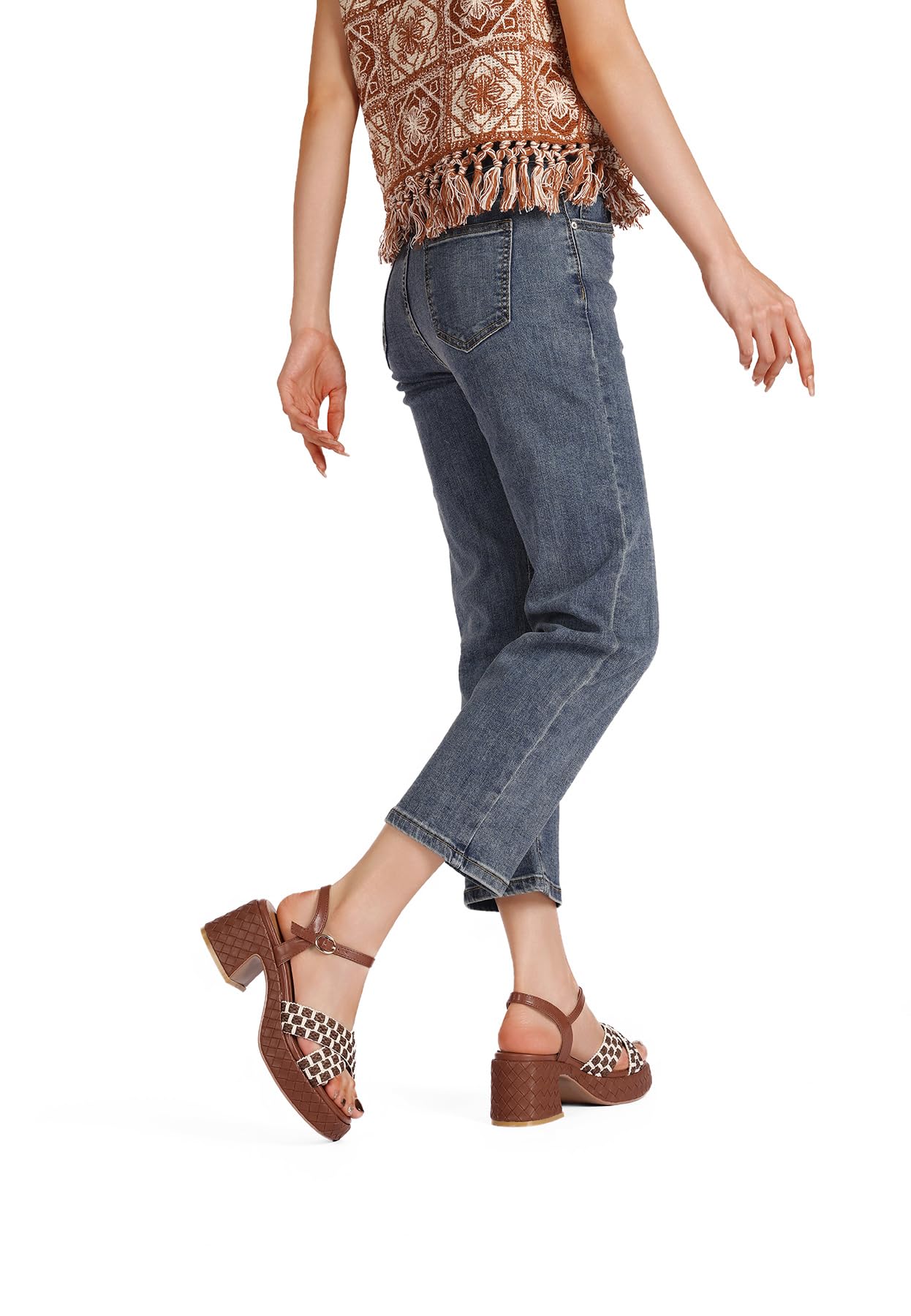 QUEEN HELENA Sandali Donna a Fascia Incrociata con Tacco Largo ZM11058