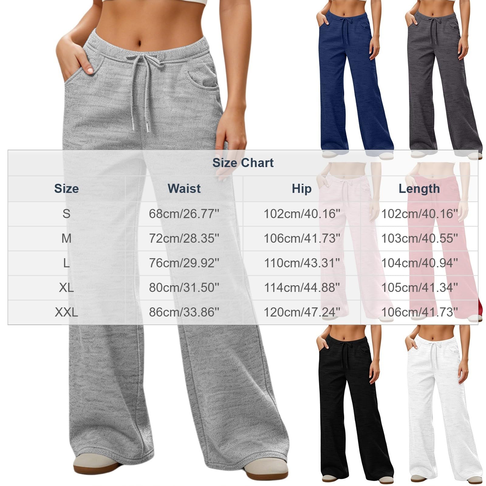 Pantaloni Sportivi Donna Pantaloni Tuta a Vita Alta Comodi Pantalone a Gamba Larga Larghi e Leggeri Pantalone Sportivi con Tasche Dritti Pant Lunghi Tinta Unita Pants Baggy per Yoga e Fitness