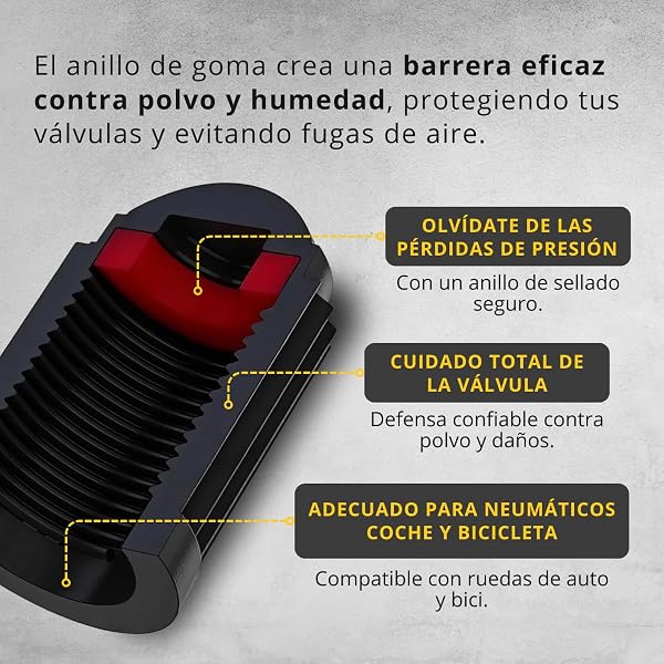 Pack de 15 Tapones de Neumáticos con Anillo sellador para la presión - Tapones de Válvula para Rueda de Coche y Moto, Tapón de Ruedas - 3