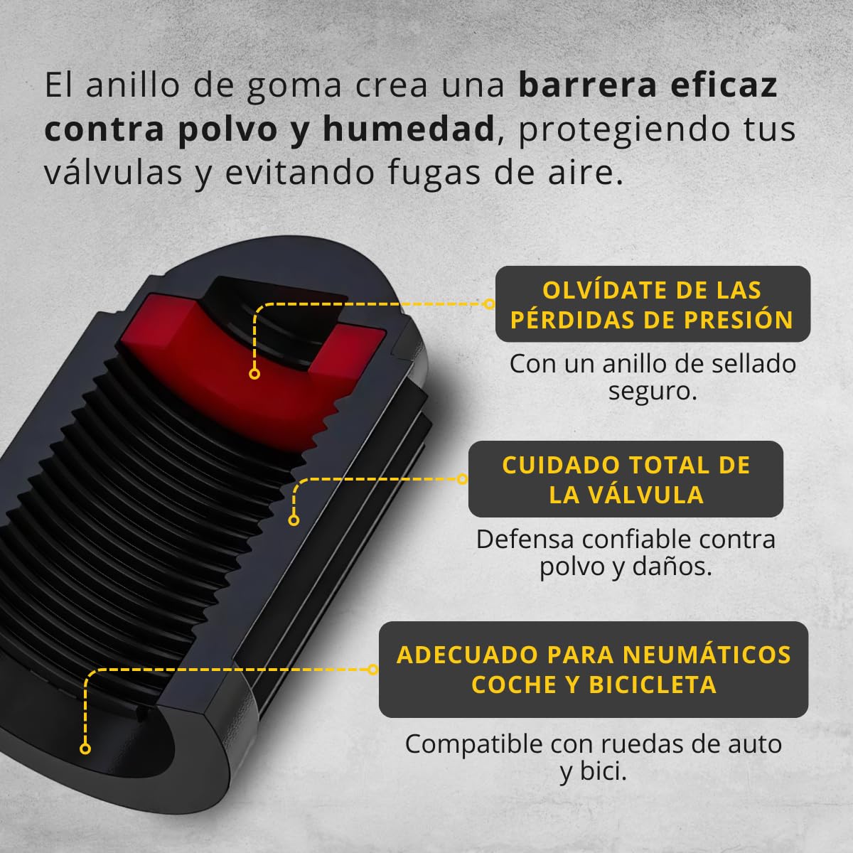 Pack de 15 Tapones de Neumáticos con Anillo sellador para la presión - Tapones de Válvula para Rueda de Coche y Moto, Tapón de Ruedas — view 3