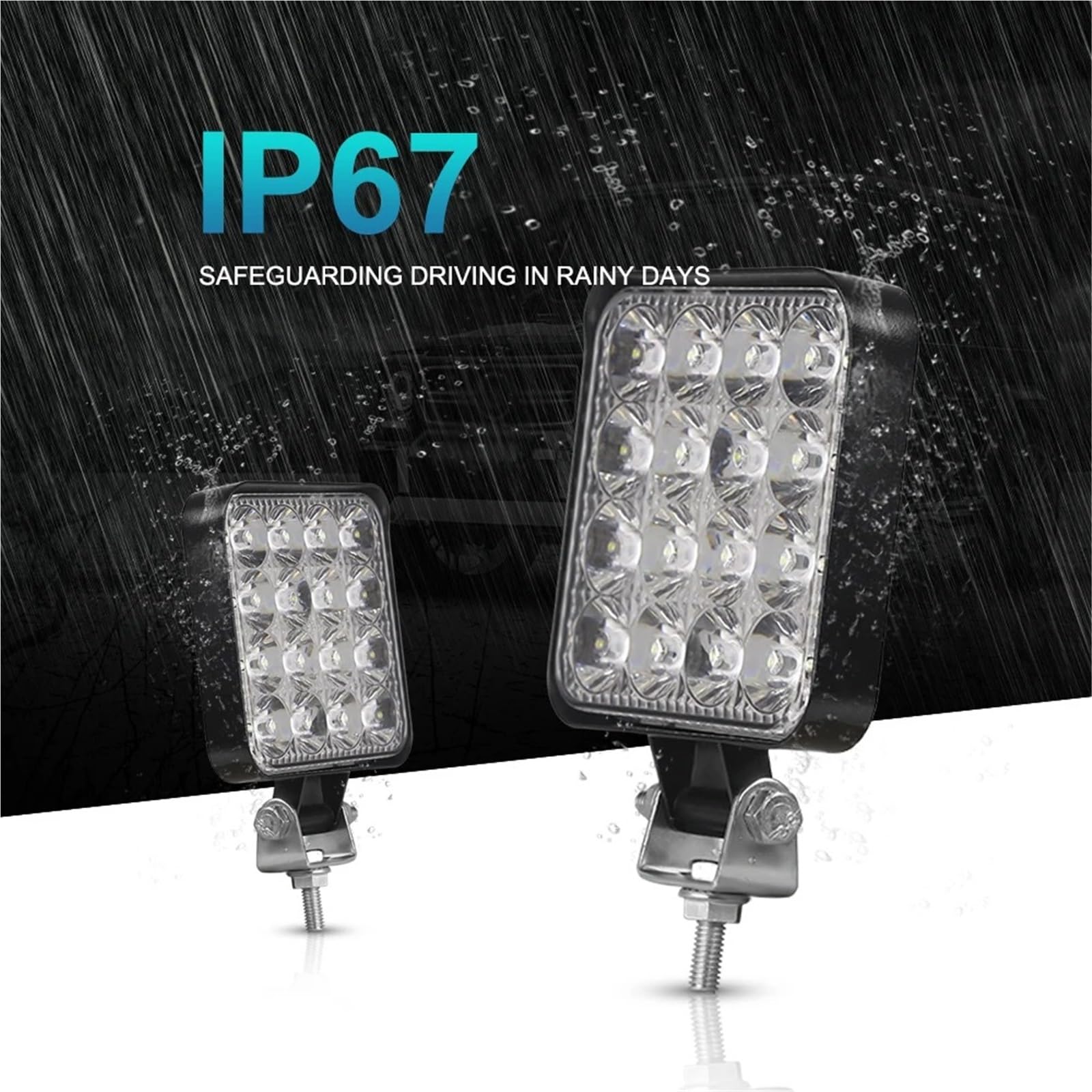 Faro Proiettore 48W LED Per Auto Barra Fari Bar Faro Da Lavoro MINI 16SMD Quadrato Rotondo Luce 12V Automatica Per Jeep Truck 4X4 SUV ATV Fari Delle Auto(10pc 48W squared)