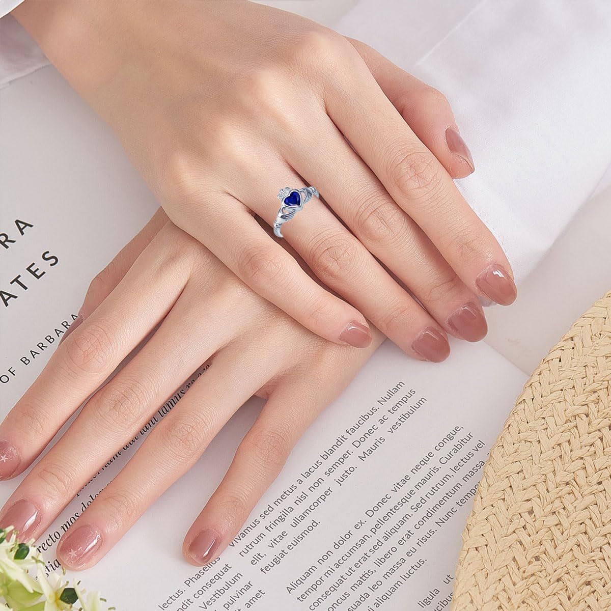 Sterling Silver Claddagh Ring for Women Celtic Irish Claddagh Birthstone Engagement Promise Ring