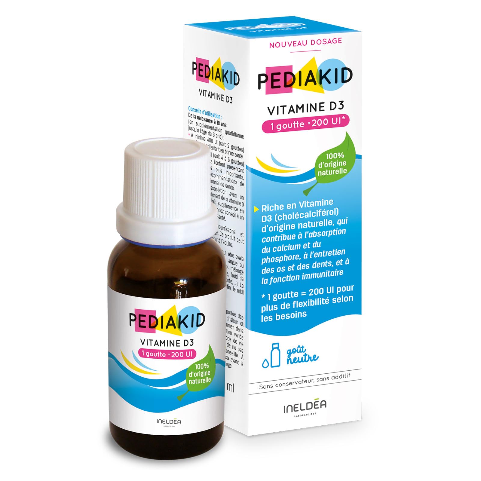 PEDIAKID - Cure Maxi Défenses- Immunité Enfant, Probiotique Flore Intestinale Enfant - Complément Alimentaire & Vitamine D3 - Soutien de l'immunité et du capital osseux - Actifs d'origine Naturelle