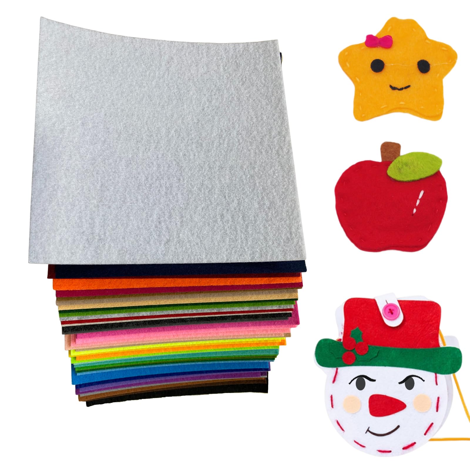 Samcos Felt Fabric Sheets, Non-woven Fabric, Wool Felt, Crafts, DIY Crafts, Handmade, Kindergarten Decoration, Colorful (5.9 inches (15 cm), Thickness 0.08 inches (2 mm)