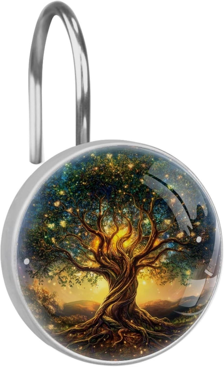 Tree of Life Aesthetic Pattern Bathroom Shower Curtain Hooks, 12 Pcs Stainless Steel Shower Curtain Hooks Rings for Bathroom Shower Rods Curtains