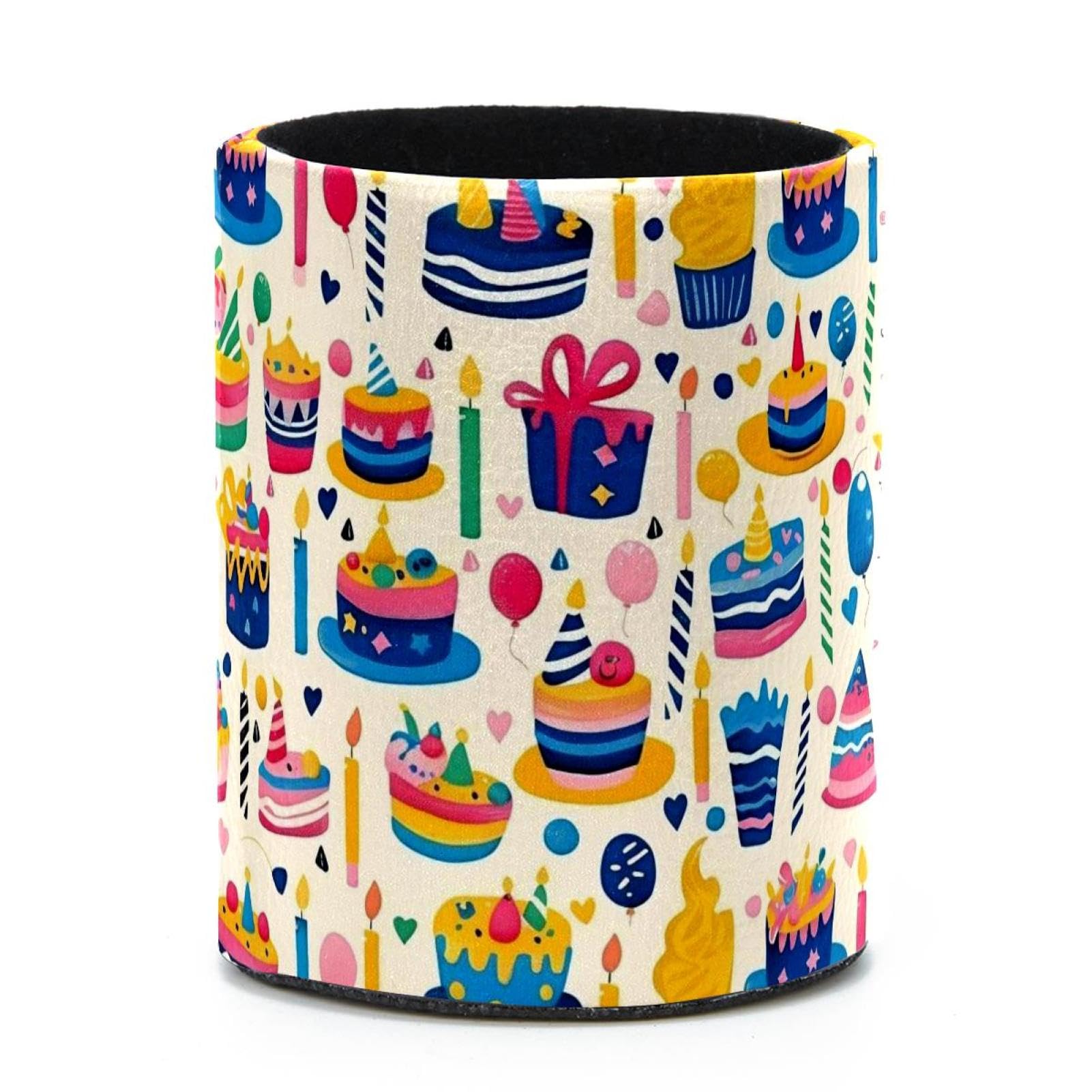VAPOKF Round Pencil Holders for Desk, Birthday Cake Pen Holders Pen Pot Makeup Brushes Storage Desktop Stationery Supplies Organiser for Home Office
