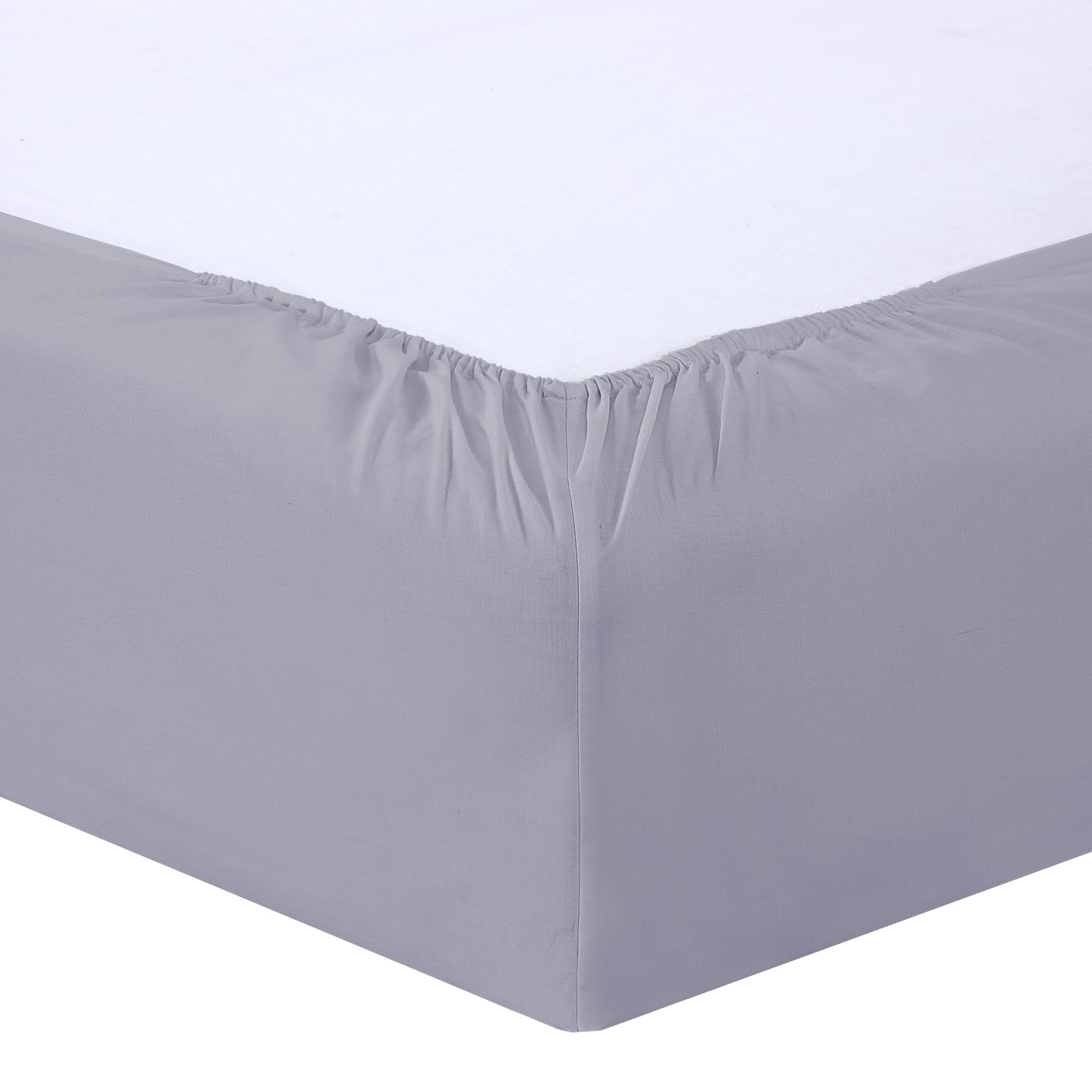 VISION Lenzuolo con angoli matrimoniale, 2 persone, 180 x 200cm con altezza da 30cm, Grigio, 100% Cotone