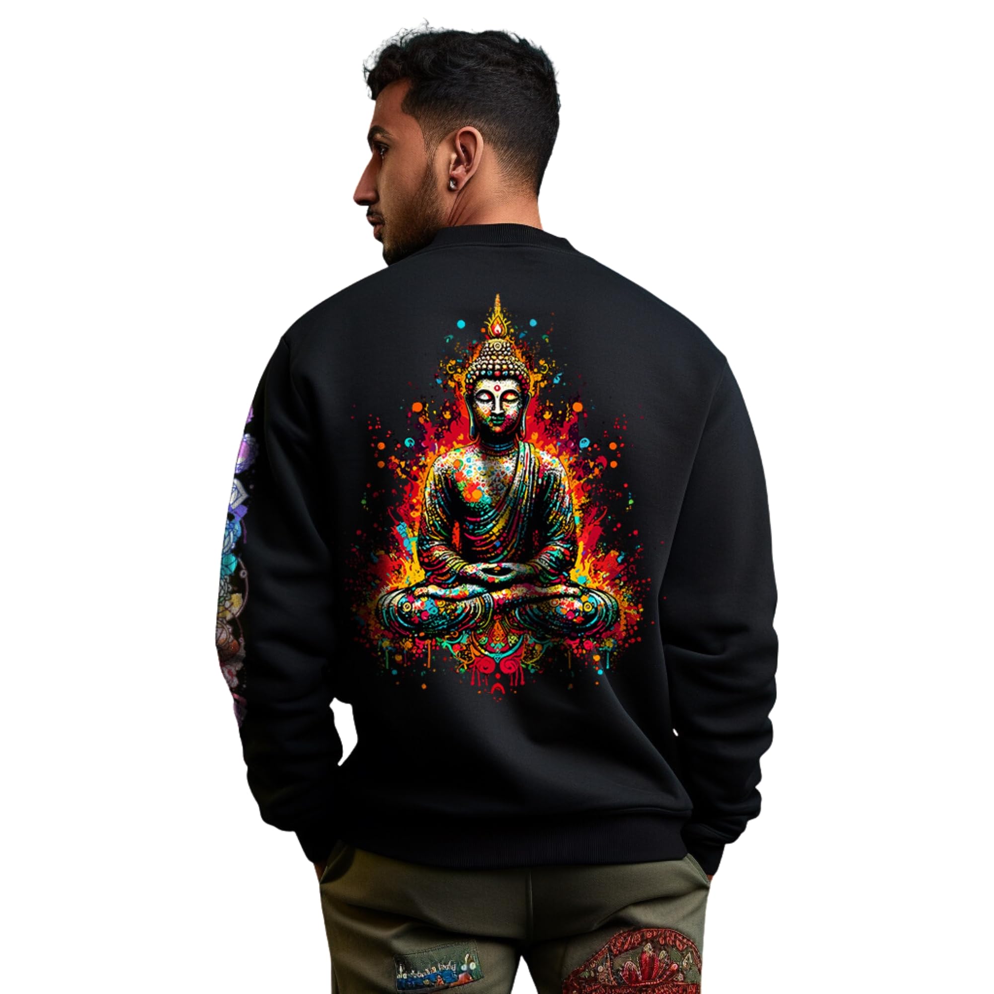 prabhu bhakti Prabhubhakti Buddha with Chakras Printed Round Neck Full Sleeve Pullover Sweatshirt for Men-picture-28