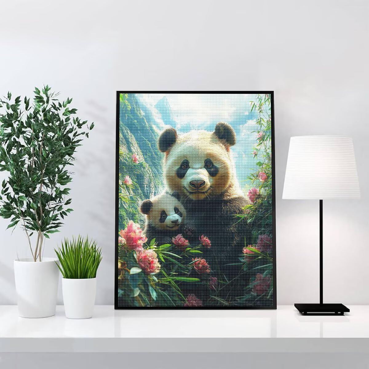 Diamond Painting Kit Completo, Diamond Painting Panda, 5D Quadrato Pittura Diamante Kit Manualidades Adultos DIY Diamantini Crystal Art Disegni Ricamo Punto Croce Artigianale, 60x90cm Animale j0-987