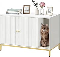 Vista 1 de Feandrea UPCL027W01 - Armario para caja de arena para gatos, mueble moderno para caja de arena oculta, con alfombrilla para rascar, patas altas