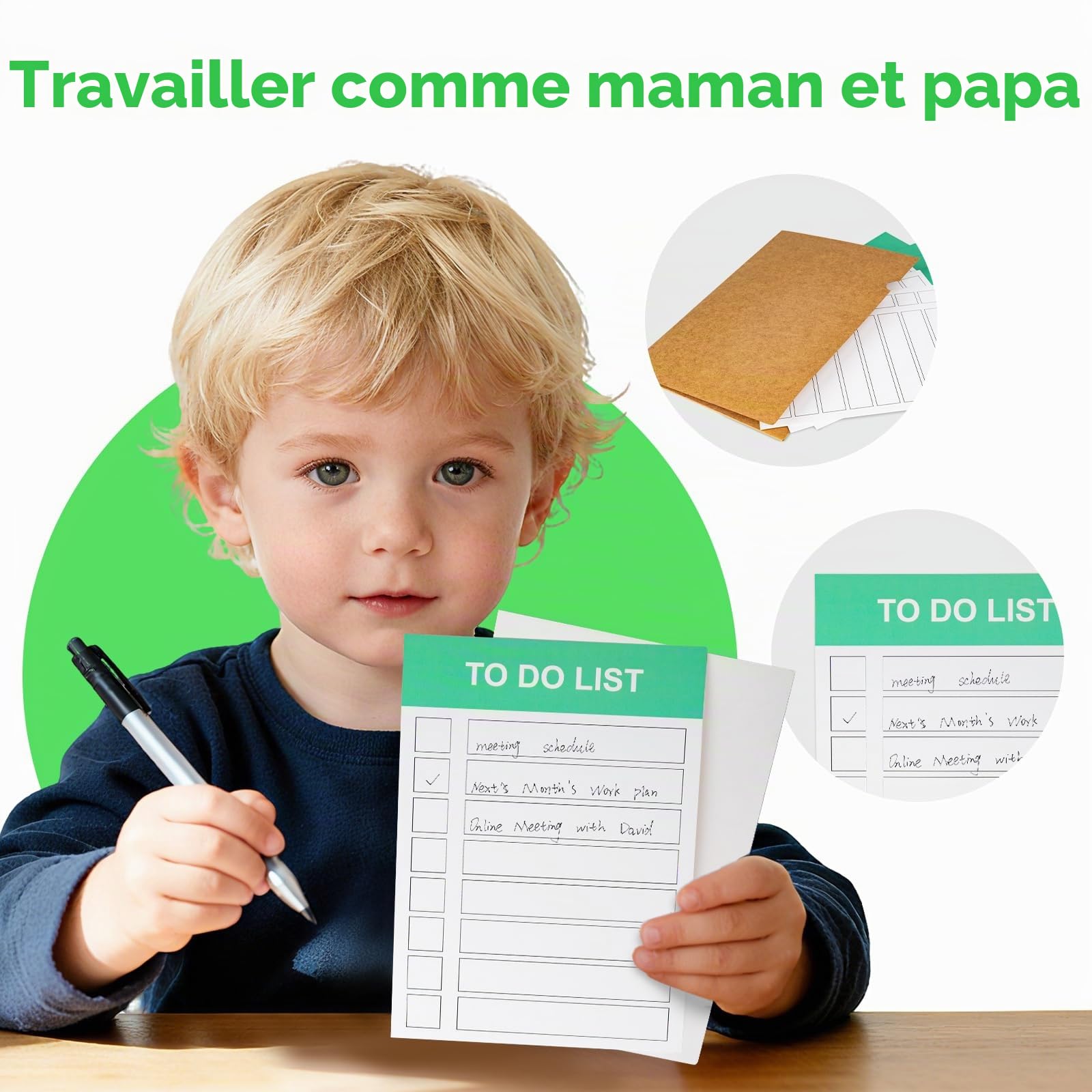 Set de Bureau en Bois pour Enfants,Jouets pour Enfants pour Jeux de Rôle | Ordinateur Portable et Téléphone, Souris, Tasse, Tampon pour Enfant de Maternelle, Cadeau Garcon Fille 3+ Ans
