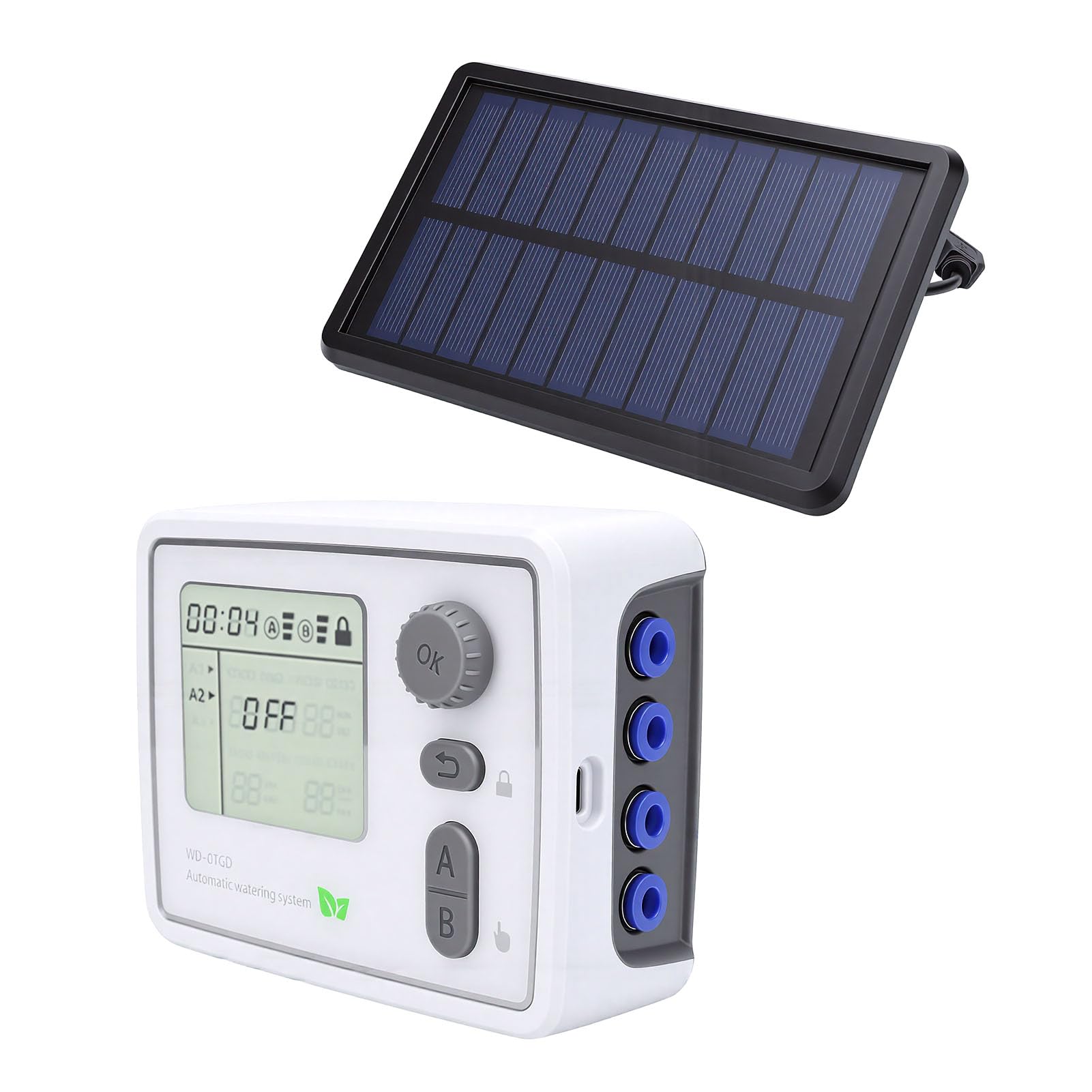 Topiky Kit di Irrigazione Solare a Goccia per Balcone, Giardino, di Irrigazione Automatico Intelligente WiFi con Timer, Supporto Ad Energia Solare 2 Pompe 20 Vasi, Ideale per la Cura delle Piante da