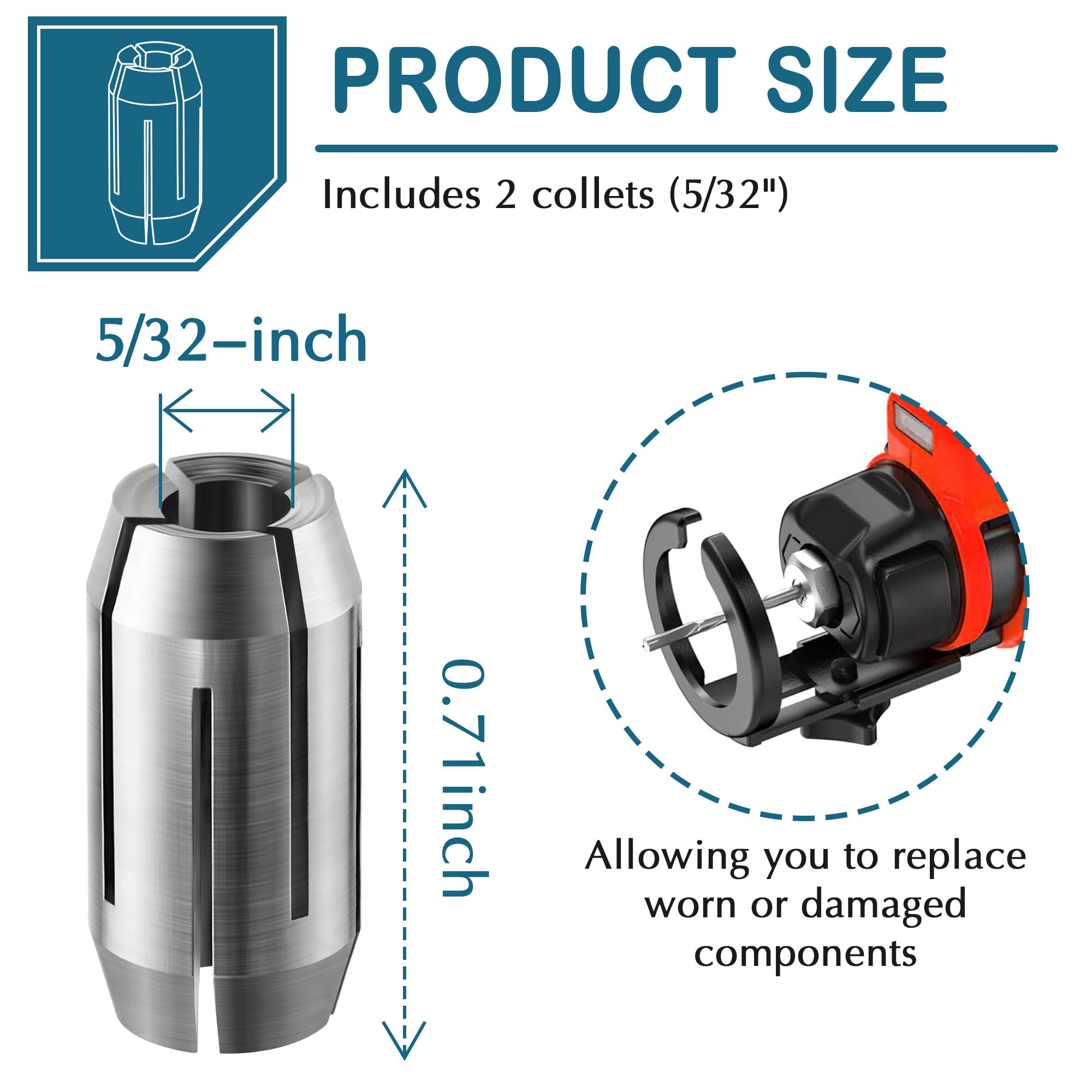 Dreyoo Collet Kit - Drywall Cutout Tool Replacement -2 Dreyoo Collet Kit - Drywall Cutout Tool Replacement -2