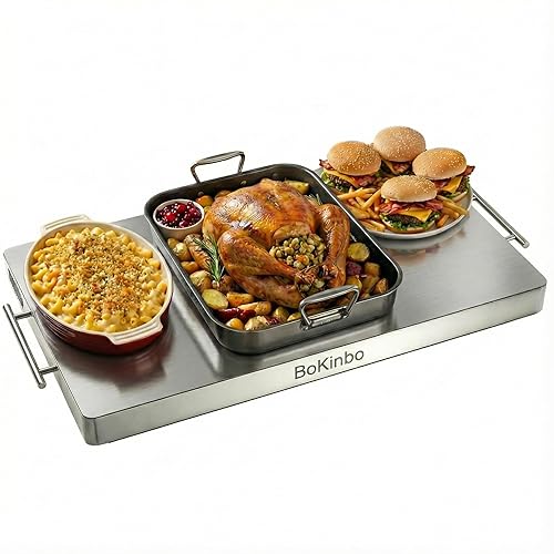 Electric Warming Tray 550W Large 22”x16” Stainless Steel Top, Food