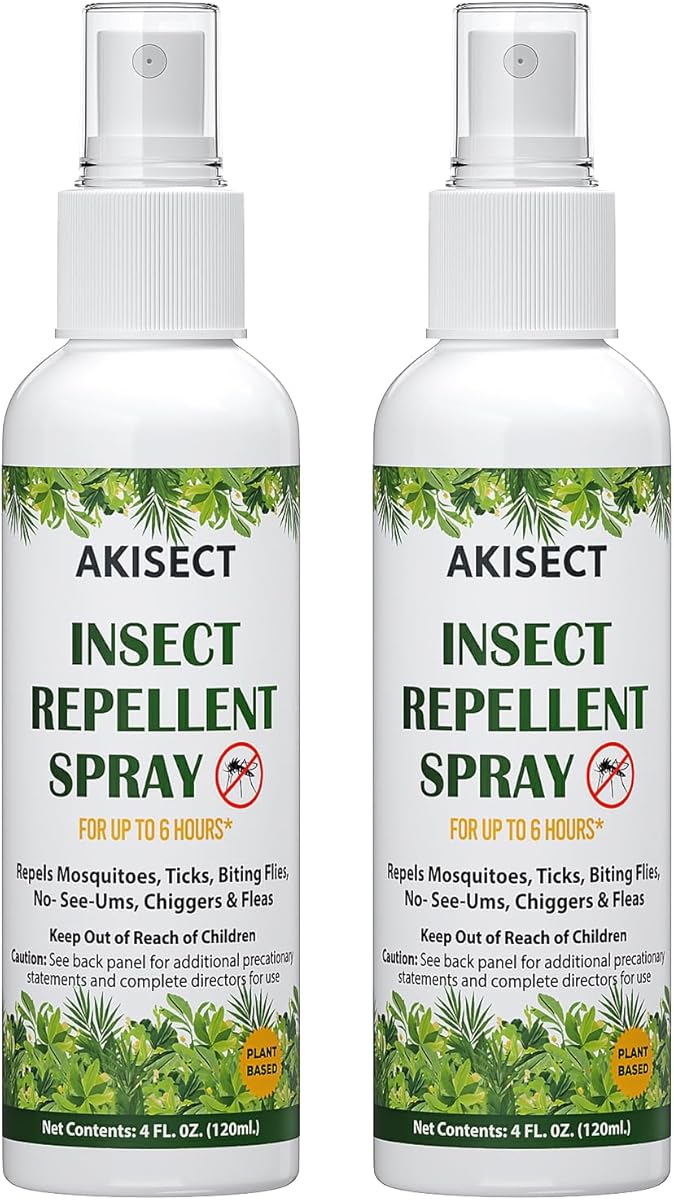 Mosquito Repellent Spray for Body, Natural Bug Spray Travel Size, Plant-Based Ingredients, DEET-Free, Insect Repellent for Skin 4 Fl Oz (2 Pack)