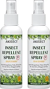 Mosquito Repellent Spray for Body, Natural Bug Spray Travel Size, Plant-Based Ingredients, DEET-Free, Insect Repellent for Skin 4 Fl Oz (2 Pack)