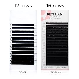 BEYELIAN Eyelash Extensions, Individual Lashes, 0.20mm C Curl 16mm Super Matte Classic Lash Extensions, Ellipse Flat Eyelash Extension, Light and Soft Natural Look for Professional Salon Use