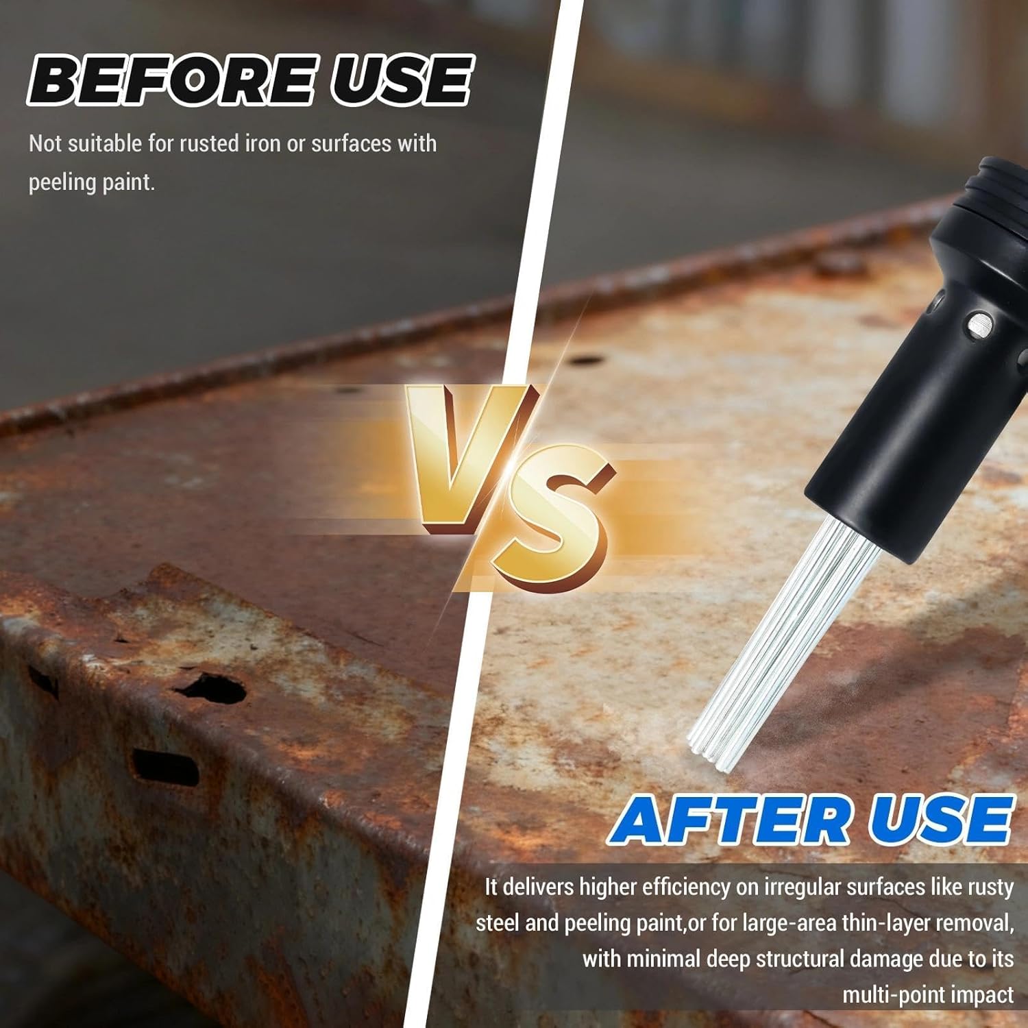 Needle Scaler SDS Plus Attachment for Rotary Hammer Drill,18Prong Electric Needle Scaler Converter,Air Needle Scaler Alternative,Needle Gun Rust Removal,Weld Clean,Paint Strip,Concrete Scabbling