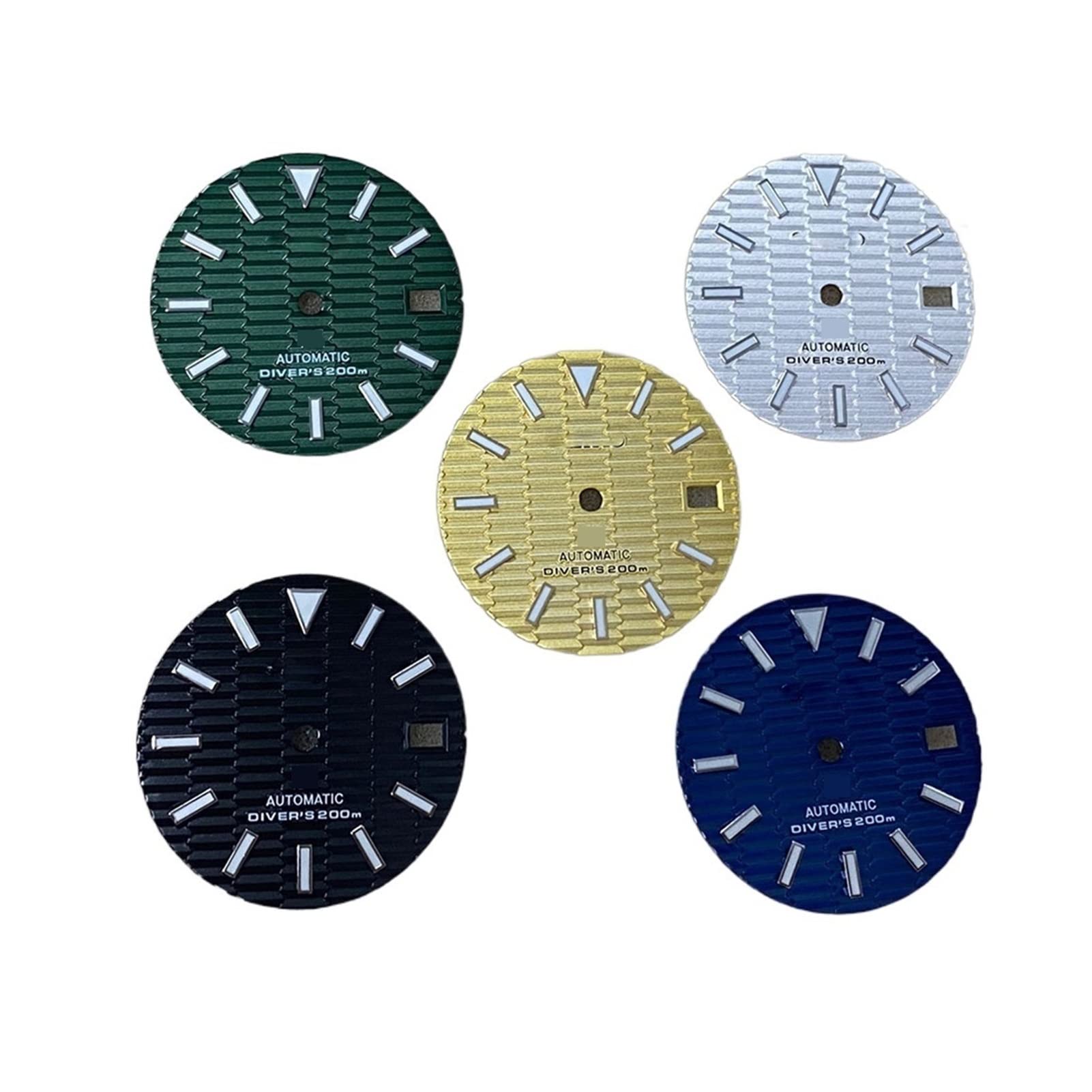 Pasek do paznokci SKX007 tarcza zegarka 28,5 mm zielona świecąca tarcza części zamienne kompatybilne z NH35/NH36 Movement Leisurely Dials (kolor: niebieska tarcza)