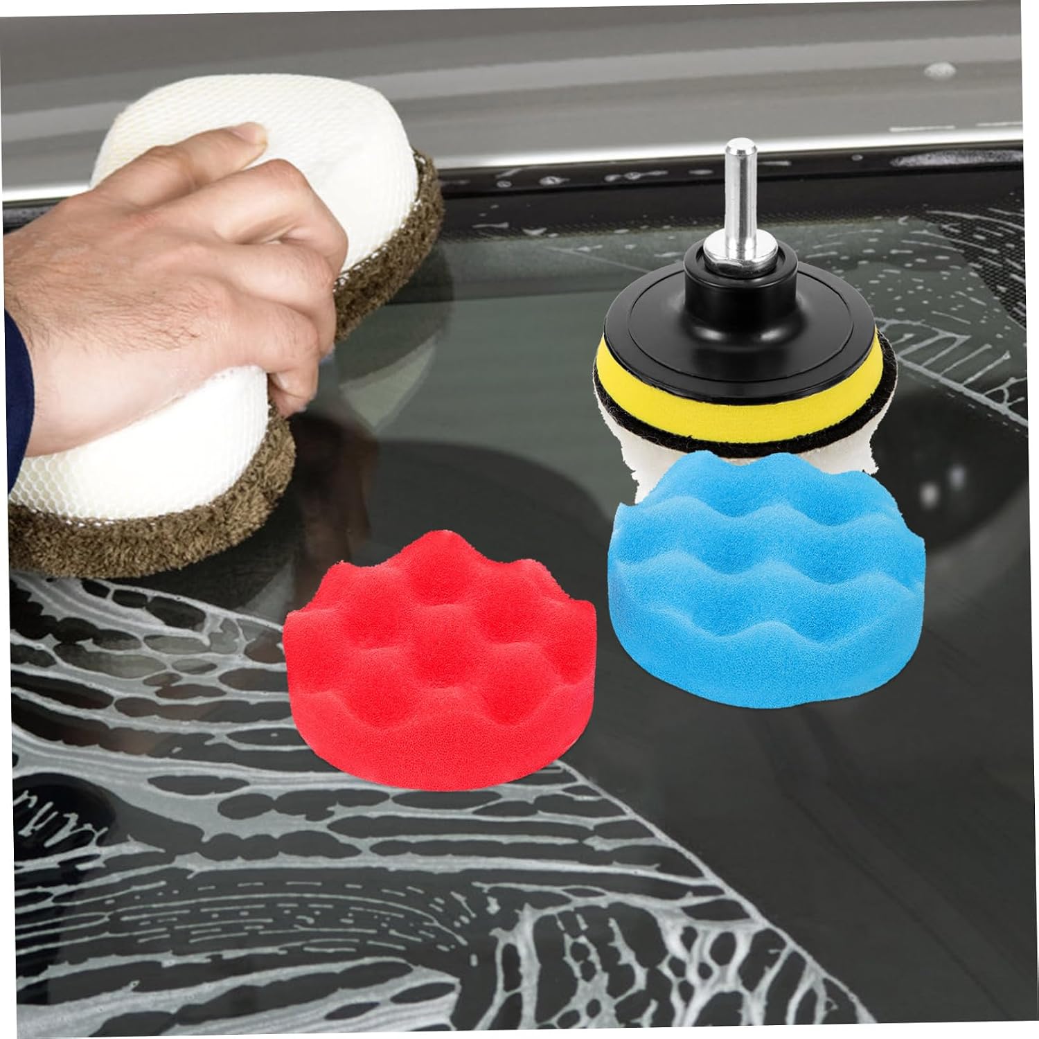 PRETYZOOM 1Set Car Polishing Kit Sponge Buffer for Drill High Elastic Pads Durable and Wear Resistant for Removal and Car Detailing Applications