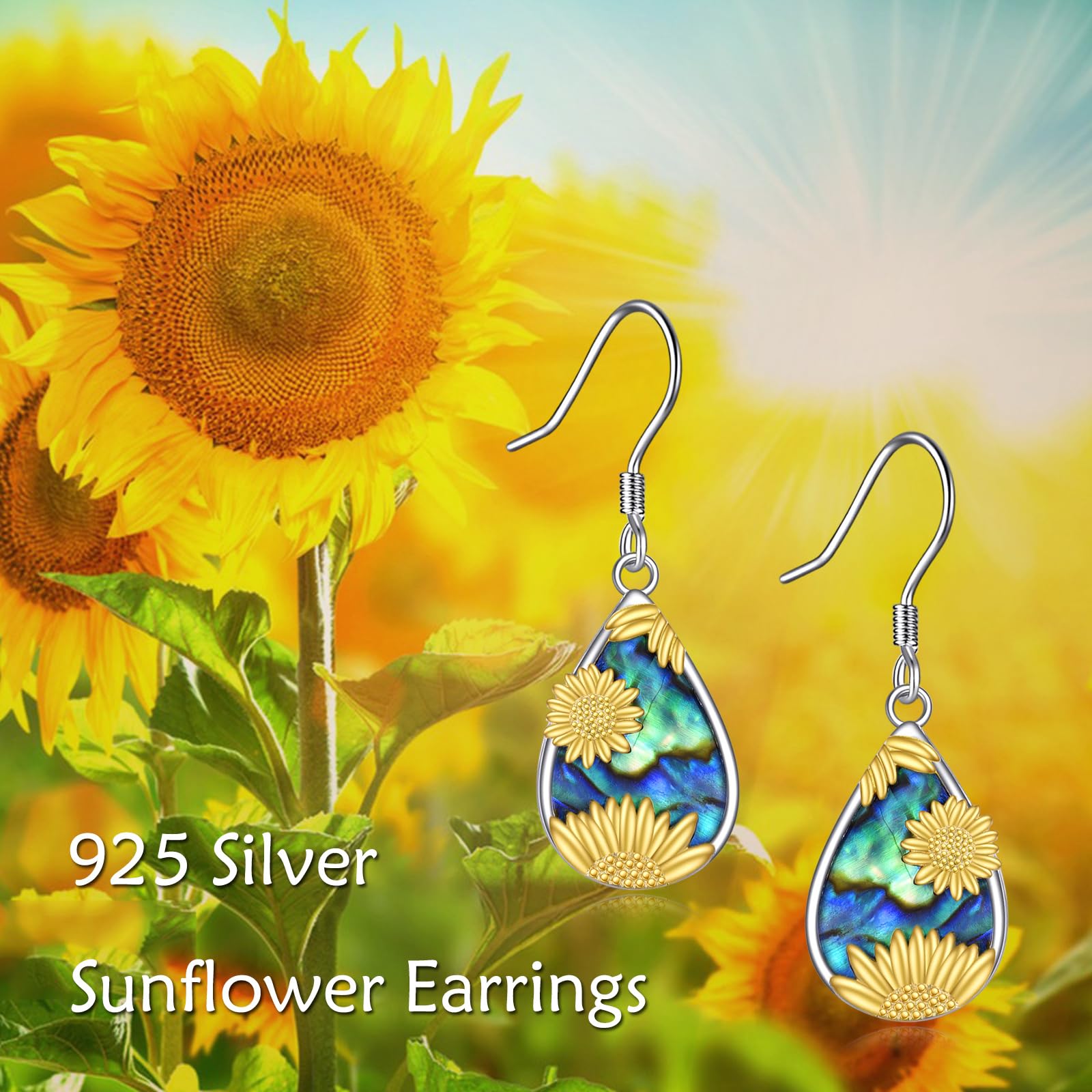 YFN Orecchini a forma di girasole da donna, in argento Sterling e oro, gioielli per la mamma