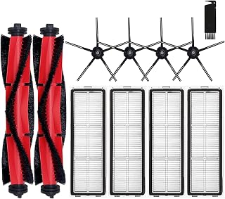 Replacement Parts for Roborock Q5 Q5+ Robot Vacuum Cleaner Spare Parts Accessories, 2 Main Roller Brush, 4 Side Brushes, 4 Hepa Filters, 1 Cleaning Tool (11PCS)