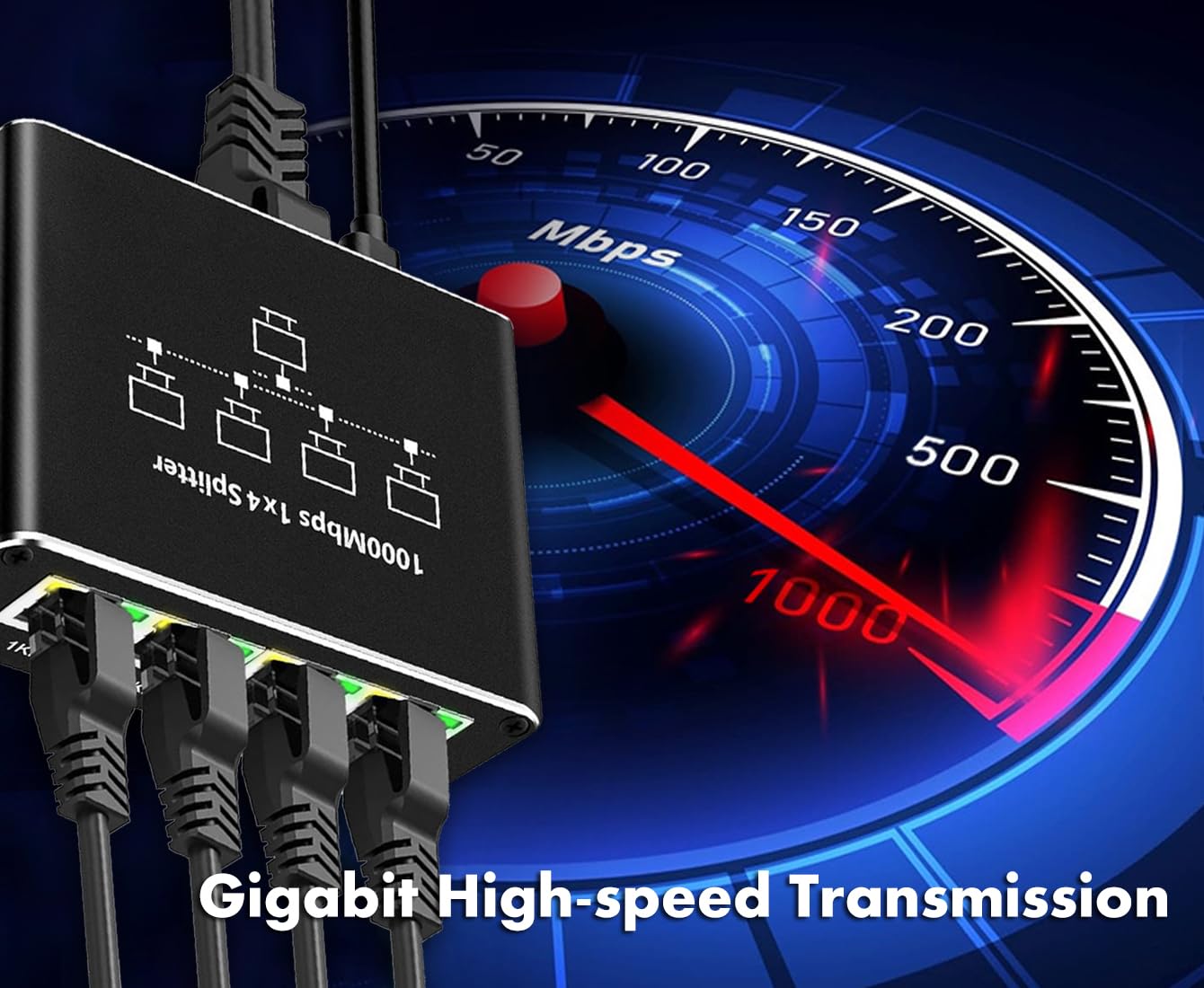 Répartiteur Ethernet 1 à 4, répartiteur Internet haut débit 1000 Mbps, commutateur de routeur de port Gigabit RJ45, répartiteur LAN, prenant en charge la mise en réseau simultanée de 4 appareils