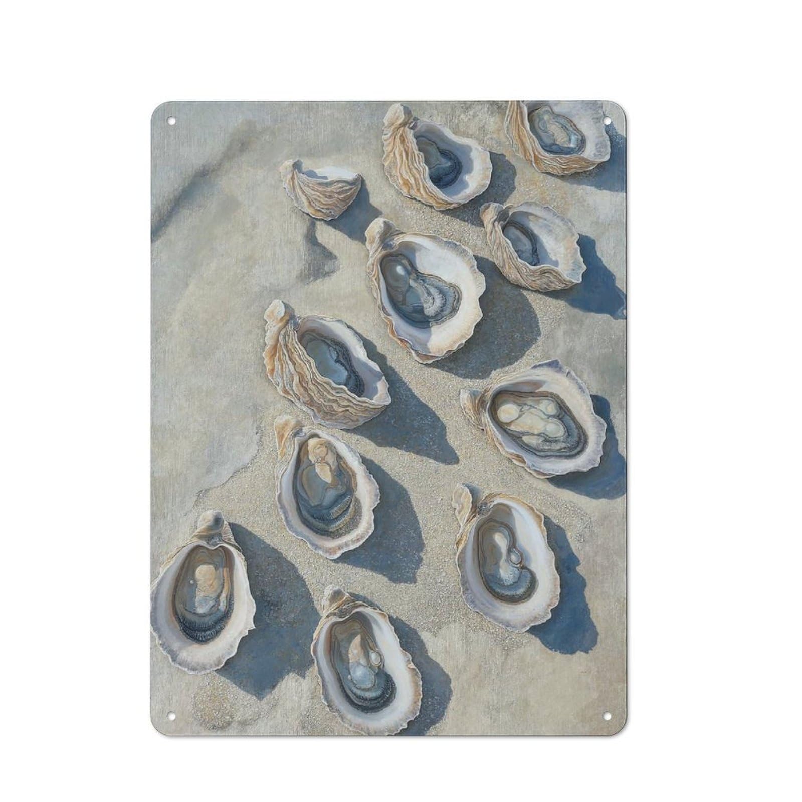 Junmoney Style-4 Oyster Shells Beach Ocean Art Printed Metal Sign, Home Decor Sign For Garage, Shed, Workshop Or Hobby Room, Gift For Garage Fans And Workshop Owners, 40X30cm