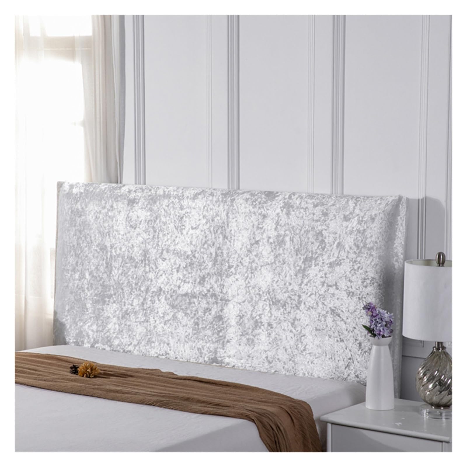 Bed Headboard Cover Luxury Elastic All-inclusive Bed Headboard Cover Crushed Velvet Non-Slip Head Board Covers Bed Back Dust Protector Cover (Color : C, Size : 1.5 meter)