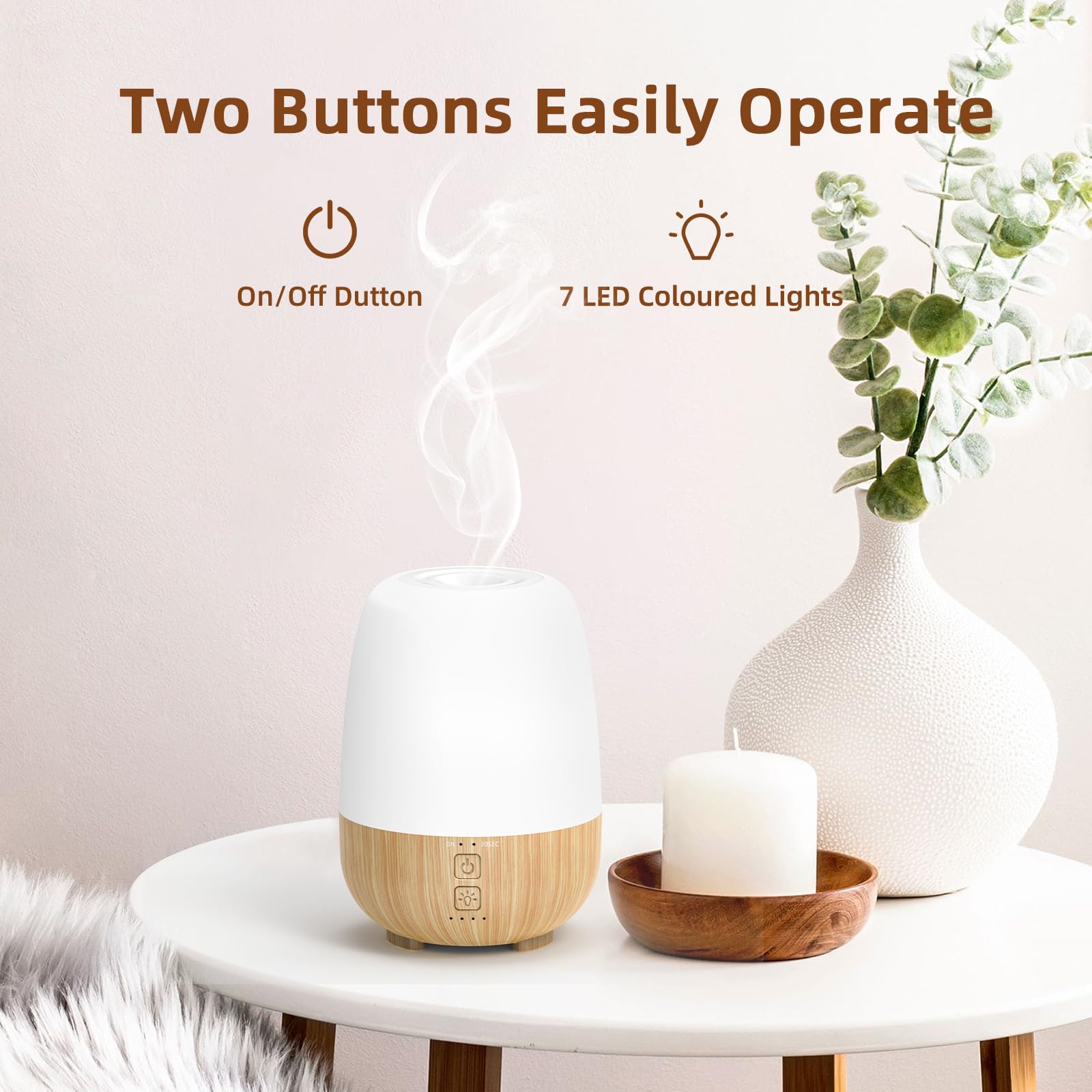 SEEDSEEL 150 ml kabelloser Diffusor für ätherische Öle, eingebauter 6000 mAh Akku, 7 Stunden Laufzeit, 7 LED-Farbwechsel-Lichter, tragbarer Aromatherapie-Diffusor für Zuhause, Büro, Outdoor